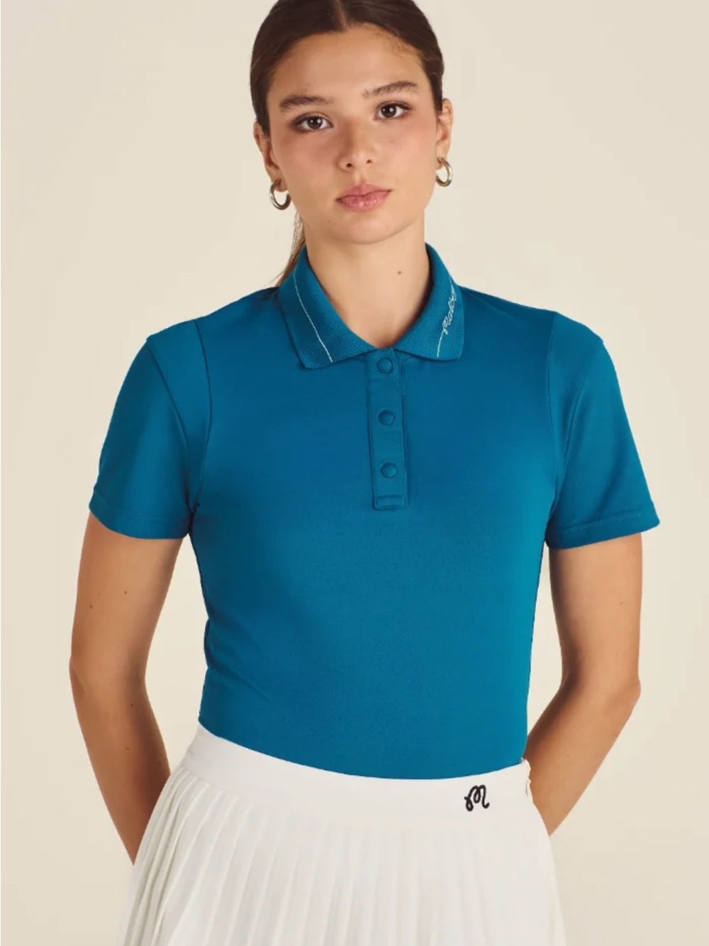 NWT MALBON PALOMA LADIES GOLF TENNIS LOGO SNAP POLO SHIRT S